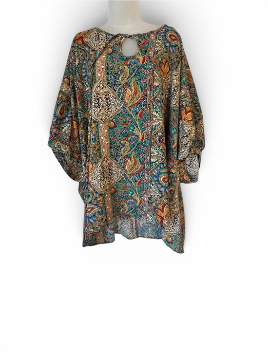 SHEIN Tops - SHEIN Teal Multi Paisley Keyhole Tunic Top  PLUS SIZE:  8X   #C
